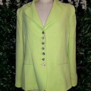 Daniel Hechter Paris Women Green Coat Size 44 France Buttons